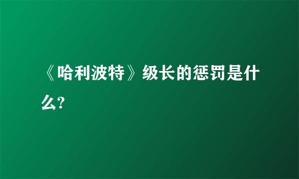 《哈利波特》级长的惩罚是什么?