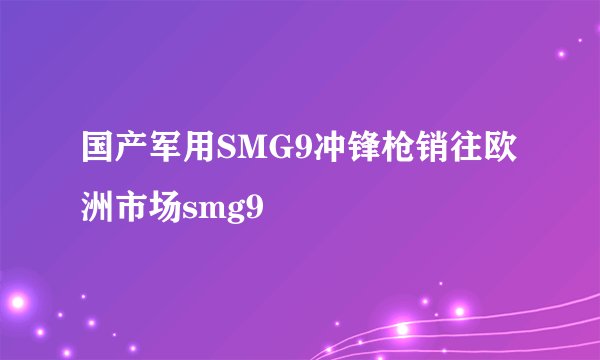 国产军用SMG9冲锋枪销往欧洲市场smg9