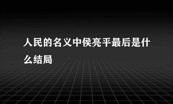 人民的名义中侯亮平最后是什么结局