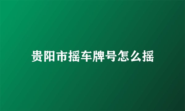 贵阳市摇车牌号怎么摇