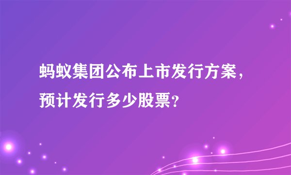 蚂蚁集团公布上市发行方案，预计发行多少股票？
