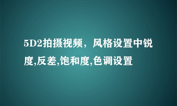 5D2拍摄视频，风格设置中锐度,反差,饱和度,色调设置