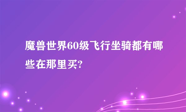 魔兽世界60级飞行坐骑都有哪些在那里买?