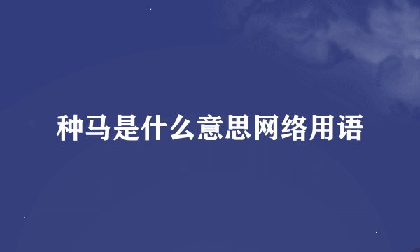 种马是什么意思网络用语