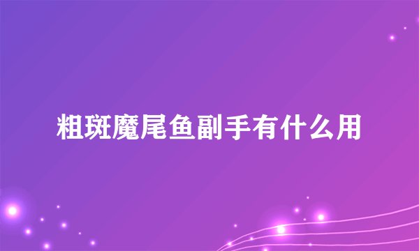 粗斑魔尾鱼副手有什么用
