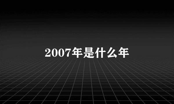 2007年是什么年
