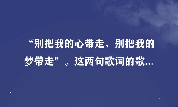 “别把我的心带走，别把我的梦带走”。这两句歌词的歌名叫什么？
