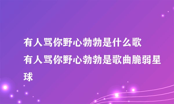 有人骂你野心勃勃是什么歌 有人骂你野心勃勃是歌曲脆弱星球