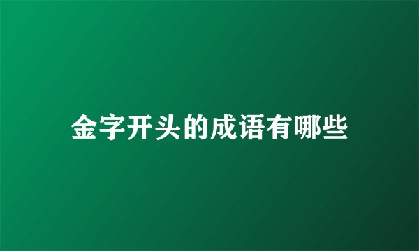 金字开头的成语有哪些