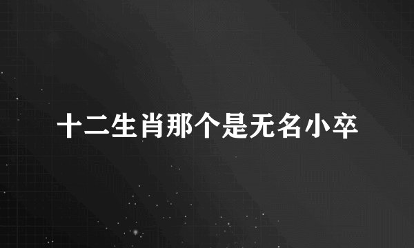 十二生肖那个是无名小卒