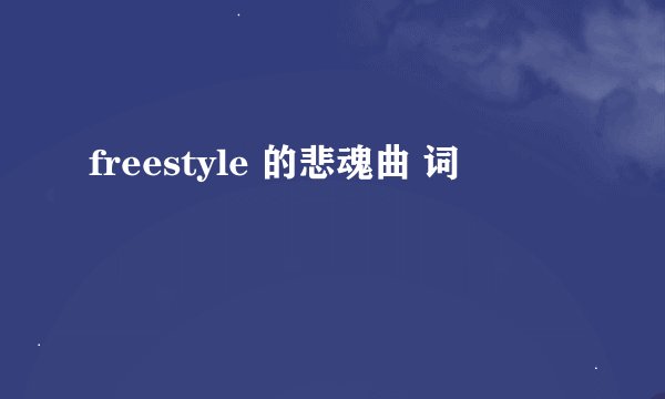 freestyle 的悲魂曲 词