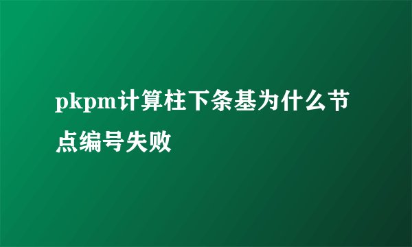 pkpm计算柱下条基为什么节点编号失败