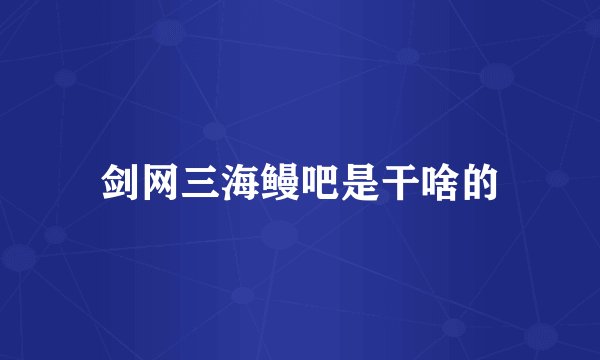 剑网三海鳗吧是干啥的