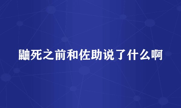 鼬死之前和佐助说了什么啊