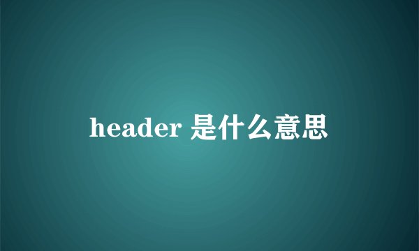 header 是什么意思