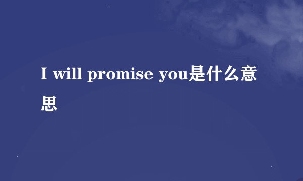 I will promise you是什么意思