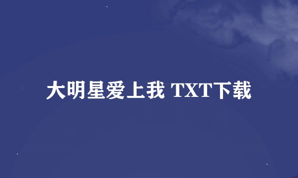 大明星爱上我 TXT下载
