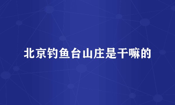 北京钓鱼台山庄是干嘛的