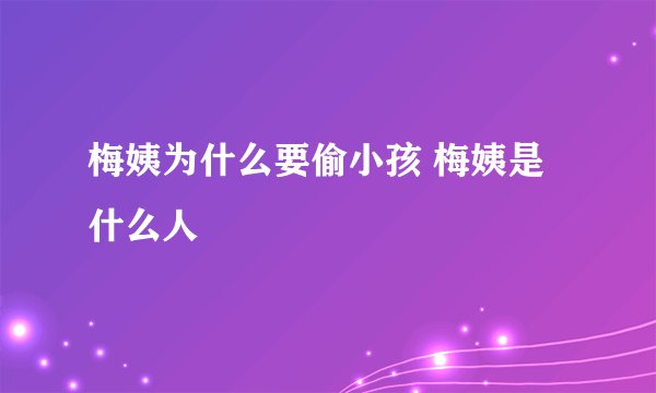 梅姨为什么要偷小孩 梅姨是什么人