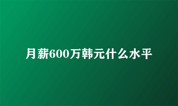 月薪600万韩元什么水平