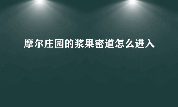 摩尔庄园的浆果密道怎么进入