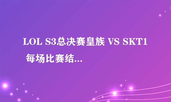 LOL S3总决赛皇族 VS SKT1 每场比赛结束后的背景音乐