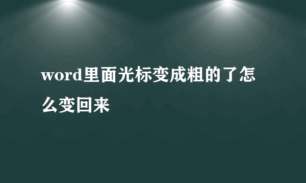 word里面光标变成粗的了怎么变回来