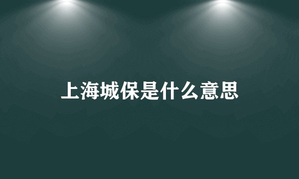 上海城保是什么意思