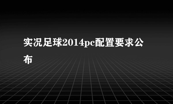 实况足球2014pc配置要求公布