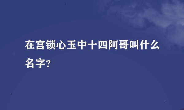 在宫锁心玉中十四阿哥叫什么名字？
