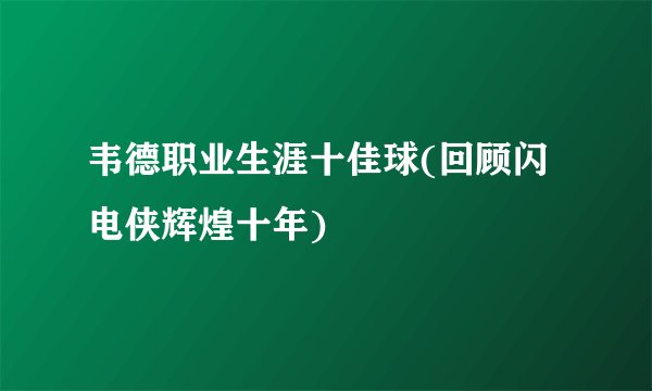 韦德职业生涯十佳球(回顾闪电侠辉煌十年)