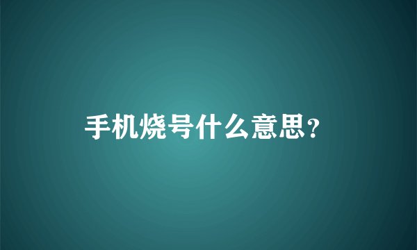 手机烧号什么意思？