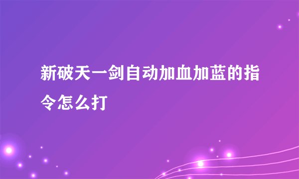 新破天一剑自动加血加蓝的指令怎么打