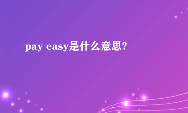 pay easy是什么意思?