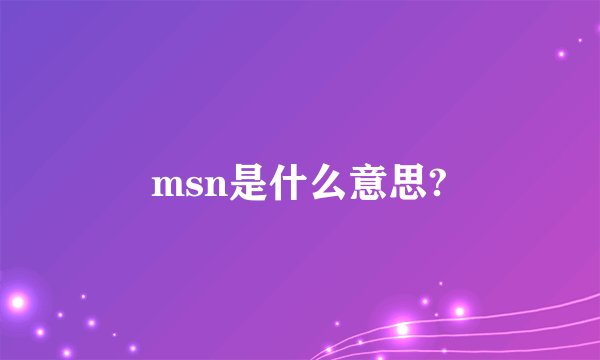 msn是什么意思?