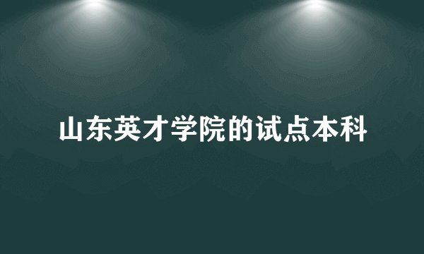 山东英才学院的试点本科