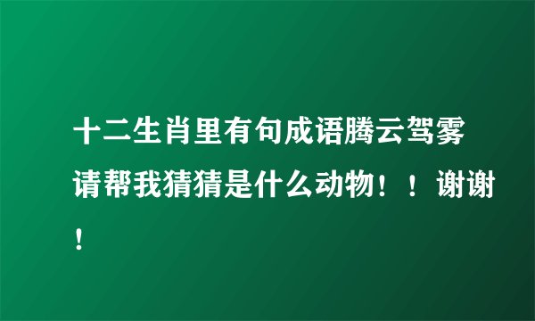 十二生肖里有句成语腾云驾雾请帮我猜猜是什么动物！！谢谢！