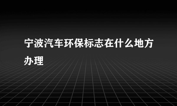 宁波汽车环保标志在什么地方办理