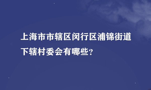 上海市市辖区闵行区浦锦街道下辖村委会有哪些？