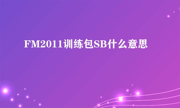 FM2011训练包SB什么意思