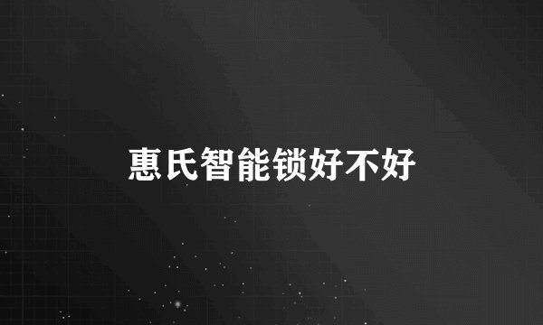 惠氏智能锁好不好