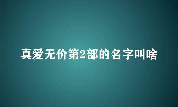 真爱无价第2部的名字叫啥