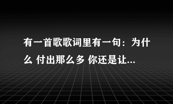 有一首歌歌词里有一句：为什么 付出那么多 你还是让我感到悲伤难过。请问歌名是？