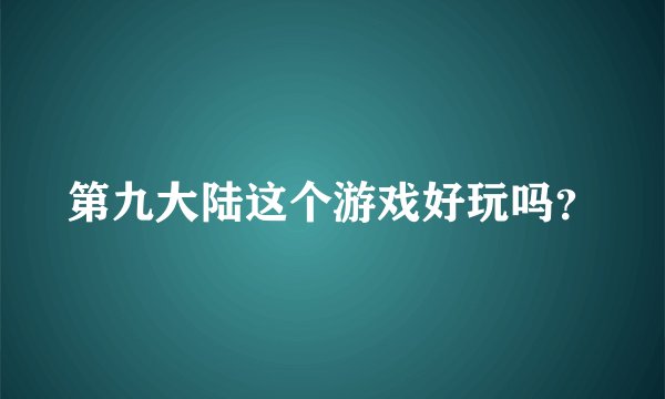 第九大陆这个游戏好玩吗？