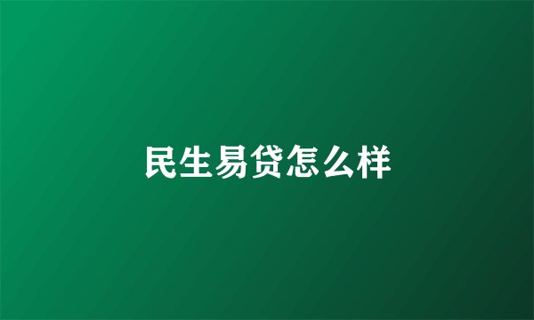 民生易贷怎么样