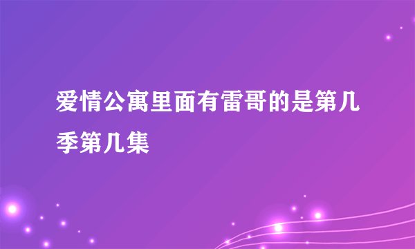爱情公寓里面有雷哥的是第几季第几集
