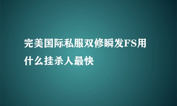 完美国际私服双修瞬发FS用什么挂杀人最快