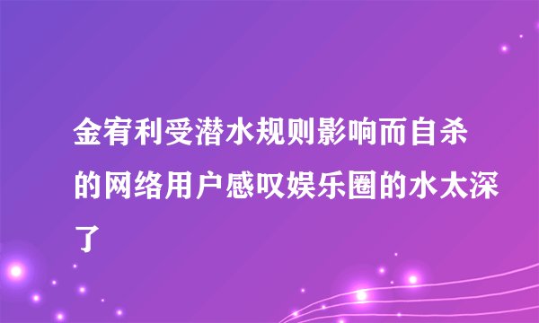 金宥利受潜水规则影响而自杀的网络用户感叹娱乐圈的水太深了