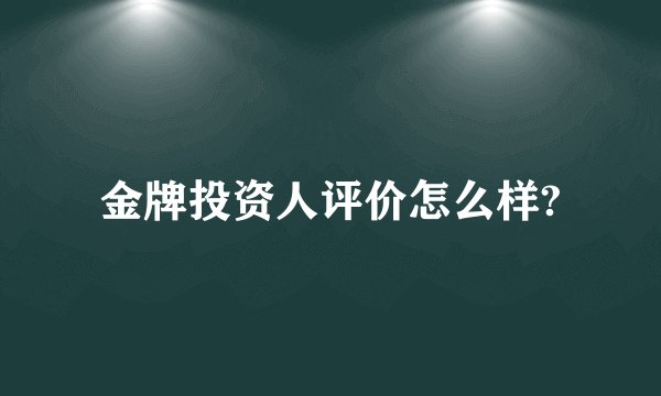 金牌投资人评价怎么样?