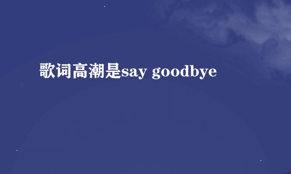 歌词高潮是say goodbye